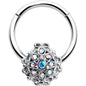 16G 3/8 Aurora Gem Retro Sunburst Hinged Segment Ring