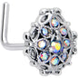 20G 7mm Aurora Gem Retro Sunburst L Shape Nose Ring