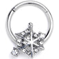 16G 3/8 Clear Gem Spiderweb Goth Hinged Segment Ring