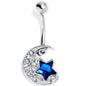 Blue Clear Gem Starry Night Sky Belly Ring