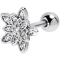 16G 1/4 Clear CZ Gem Snowflake Flower Cartilage Tragus Earring