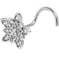 20G 7mm Clear CZ Gem Snowflake Flower Left Side Nose Screw