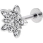 16G 5/16 Clear CZ Gem Snowflake Flower Labret Monroe Tragus