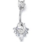 Clear Gem Oh So Ornate Oval Double Mount Belly Ring