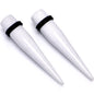 White Shimmer Acrylic Straight Taper Set 6mm to 20mm Sizes
