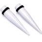 White Shimmer Acrylic Straight Taper Set 6mm to 20mm Sizes