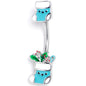 Festive Blue Christmas Stocking Double Mount Belly Ring