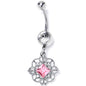 Pink Clear Gem Filigree Fantasy Dangle Belly Ring