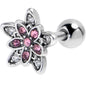 16G 1/4 Pink CZ Gem Snowflake Flower Cartilage Tragus Earring