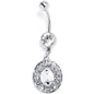 Clear Gem Flower Oval Elegance Dangle Belly Ring