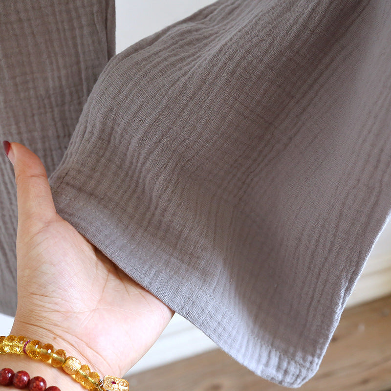 Double-layered Crepe Chinese-style Bamboo-patterned Hanfu Thin Summer Pajamas