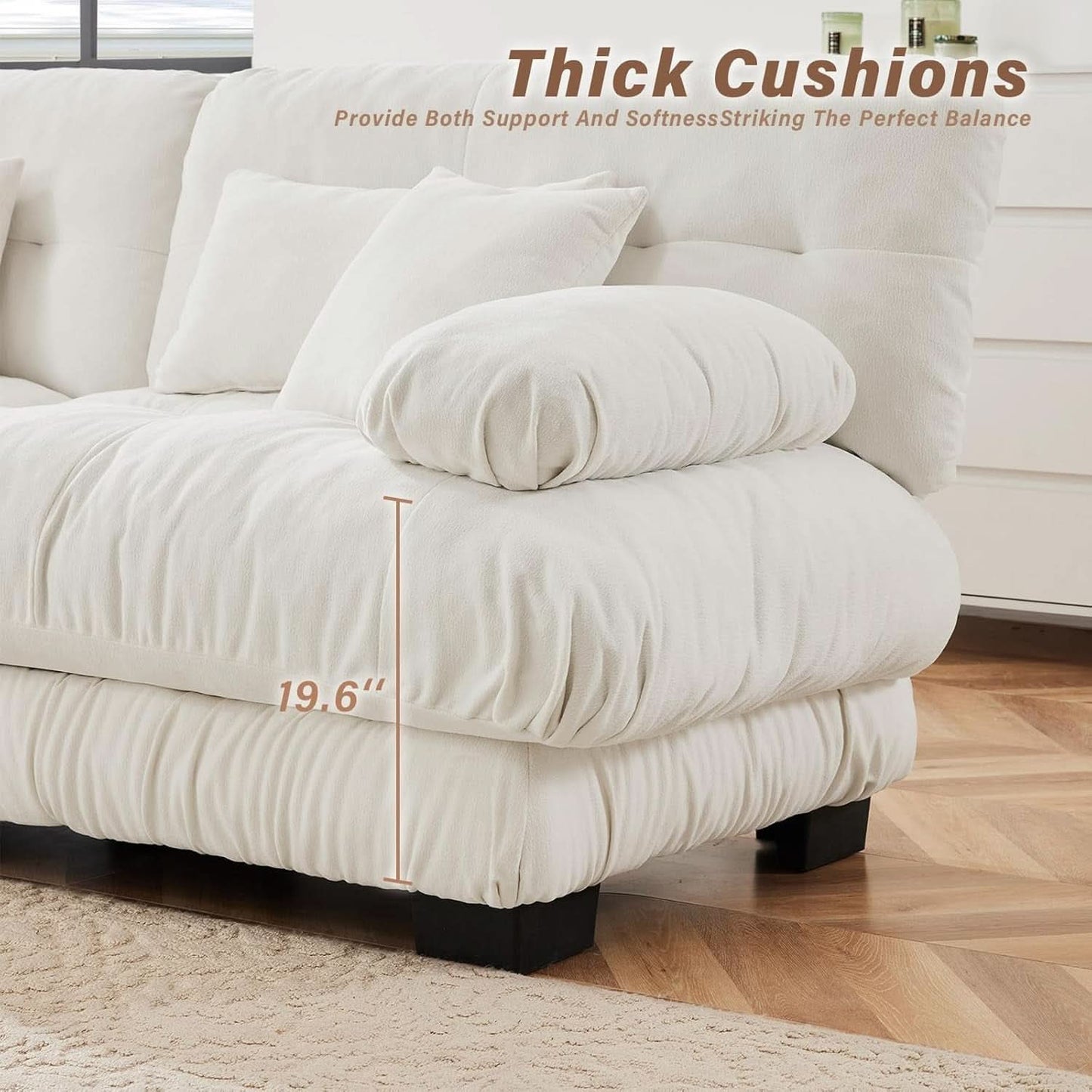 White Velvet Pet Hair Resistant Modular Recliner Sofa
