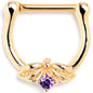 16G 5/16 Purple Gem Gold Tone Beauty Bug Cartilage Clicker