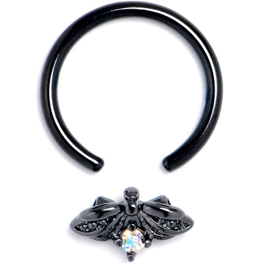 16G 3/8 Aurora Gem Black Beauty Bug BCR Captive Ring
