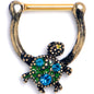 16G 5/16 Blue Gem Gold Tone Sweet Sea Turtle Cartilage Clicker