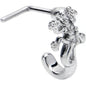20G 7mm Clear CZ Gem Love Lizard Faux Hoop L Shape Nose Ring