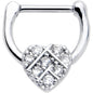 16G 1/4 Clear CZ Gem Lattice Heart Cartilage Clicker