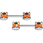 14G 9/16 Holly Holiday Fox Barbell Nipple Ring Set