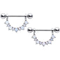 14G 9/16 White Synthetic Opal October Birthstone Nipple Shield Set