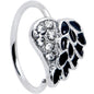 20G 5/16 Clear Gem Heavenly Heart Angel Wing Black Nose Hoop