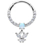 16G 3/8 Blue Synthetic Opal Butterfly Dangle Hinged Segment Ring