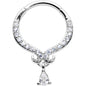 16G 3/8 Clear CZ Gem Elegant Curves Dangle Hinged Segment Ring