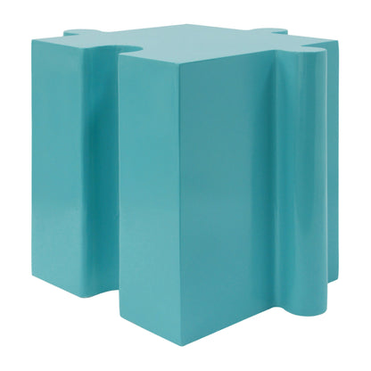 Puzzle Art Side Table Modular Convex Edge MGO Table Indoor and Outdoor Light Blue