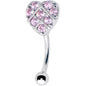 16G 5/16 Pink Gem Lattice Heart Curved Eyebrow Ring