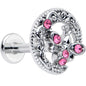 16G 5/16 Pink Gem Lunar Dragonfly Internally Threaded Labret Tragus