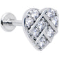 16G 5/16 Clear CZ Gem Lattice Hear Internally Threaded Labret
