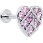 16G 5/16 Pink CZ Gem Lattice Hear Internally Threaded Labret