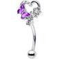 16G 5/16 Clear CZ Gem Butterfly Rose Purple Curved Eyebrow Ring
