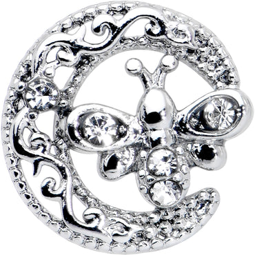 16G 1/4 Clear Gem Lunar Dragonfly Cartilage Tragus Earring