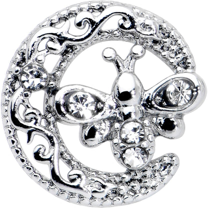 16G 1/4 Clear Gem Lunar Dragonfly Cartilage Tragus Earring