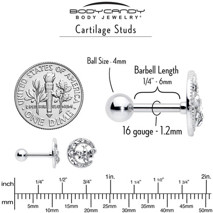 16G 1/4 Clear Gem Lunar Dragonfly Cartilage Tragus Earring