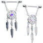 14G 9/16 Aurora CZ Gem Dreamcatcher Dangle Nipple Ring Set