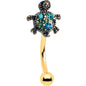 16G 5/16 Blue Gem Gold Tone Sweet Sea Turtle Curved Eyebrow Ring