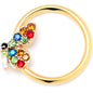 16G 3/8 Red Blue Gem Gold Tone Butterfly BCR Captive Ring