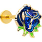 16G 5/16 Blue Gem Gold Tone Deep Blue Flower Labret Monroe Tragus