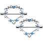14G 9/16 Blue CZ Gem Leafy Heart Nipple Shield Set