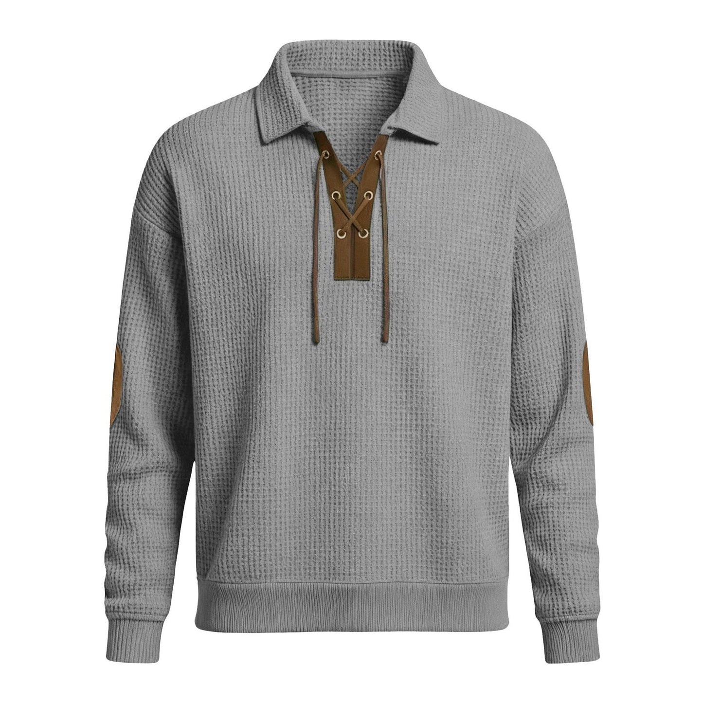Mens Fashion Solid-Color Long-Sleeve Loose-Fit Sweatshirt