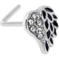20G 7mm Clear Gem Heavenly Heart Angel Wing Black L Shape Nose Ring