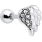 16G 1/4 Clear Gem Heavenly Heart Angel Wing White Cartilage Stud
