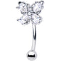16G 5/16 Clear Gem Baroque Beauty Butterfly Curved Eyebrow Ring