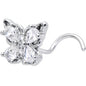 20G 7mm Clear Gem Baroque Beauty Butterfly Left Side Nose Screw