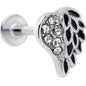 16G 5/16 Clear Gem Heavenly Heart Angel Wing Black Labret Tragus