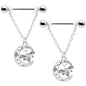14G 9/16 Clear Gem Lunar Dragonfly Chain Dangle Nipple Ring Set