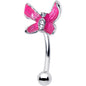 16G 5/16 Clear Gem Chunky Butterfly Pink Curved Eyebrow Ring