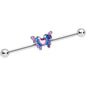 14G Pink Gem Heart Butterfly Purple Industrial Barbell 38mm