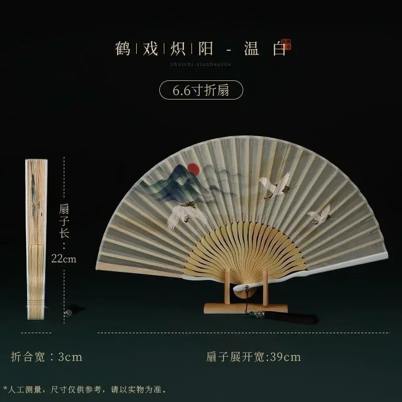 Xianhe Printing and Dyeing Folding Fan Ancient Style Hairpin Hanfu Fan Headwear New Chinese Accessories Women's Travel Matching